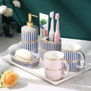 Axya Ceramic Striped Bathroom Set with 5 Pieces