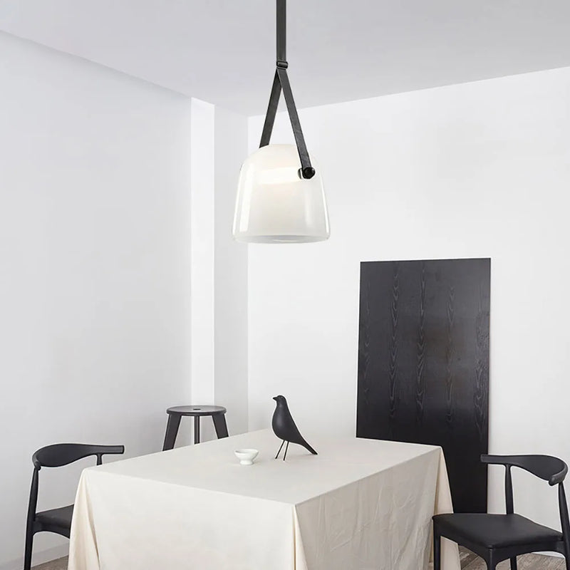 Axyaa Modern LED Glass Pendant Lights - Artistic Leather Designer Lamps for Living Room & Bedroom Decor