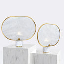 Axyaa Marble Fabric Shade E14 Table Lamp, White Stone Gold Finish, LED, Modern Style