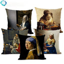 Art Oil Painting Pearl Girl Cushion Cover 45*45cm Axyaa Home Decor Art Accessories