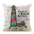 Axyaa Mediterranean Lighthouse Sail Print Pillow Cover for Home Decor