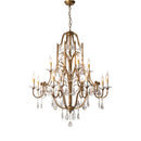 Axyaa Loft Iron Crystal Chandelier - LED Candle Light for Indoor Living and Dining Rooms