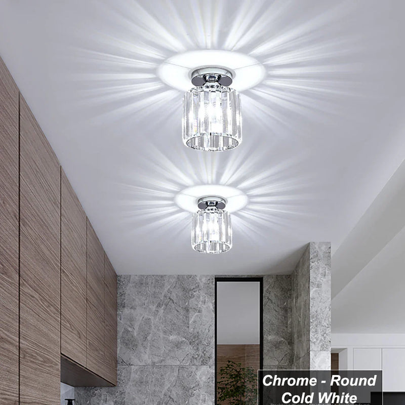 Axyaa Modern Luxury Crystal Ceiling Light for Corridor and Balcony