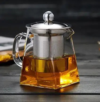 Axya Stainless Steel Tea Infuser Pot Glass Teapot Cup