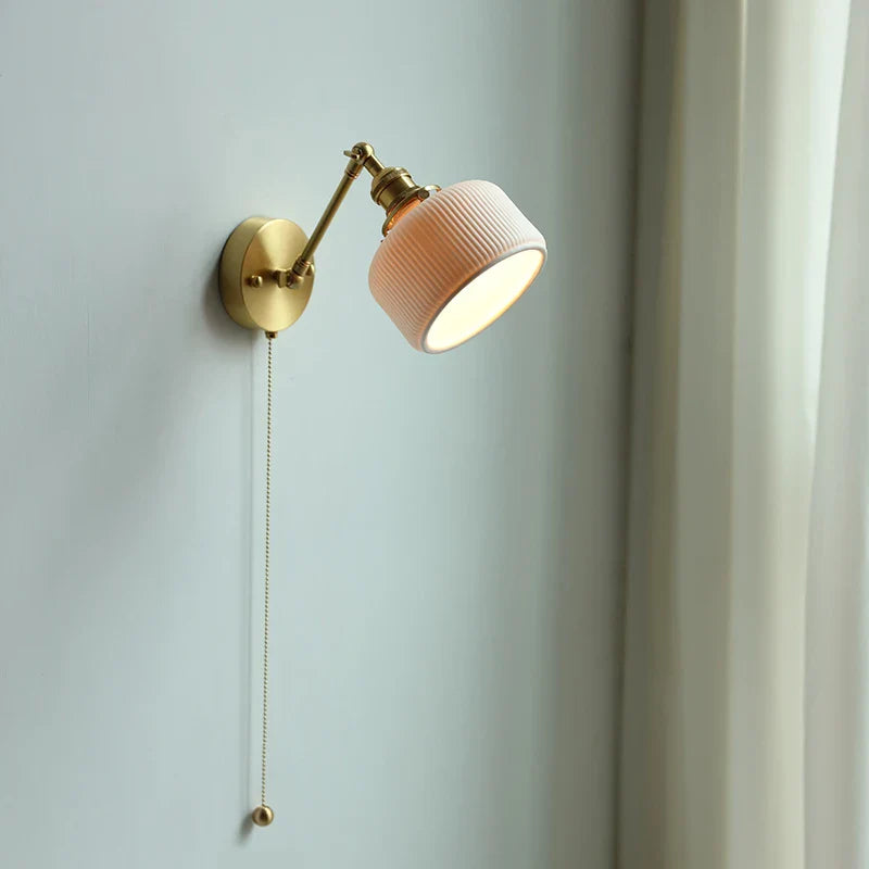 Axyaa Ceramic Modern Wall Lamp with Pull Switch and LED Light