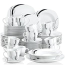 Axyaa 30/60-Piece Black Lines Porcelain Ceramic Tableware Set - Plates, Cups, Saucers