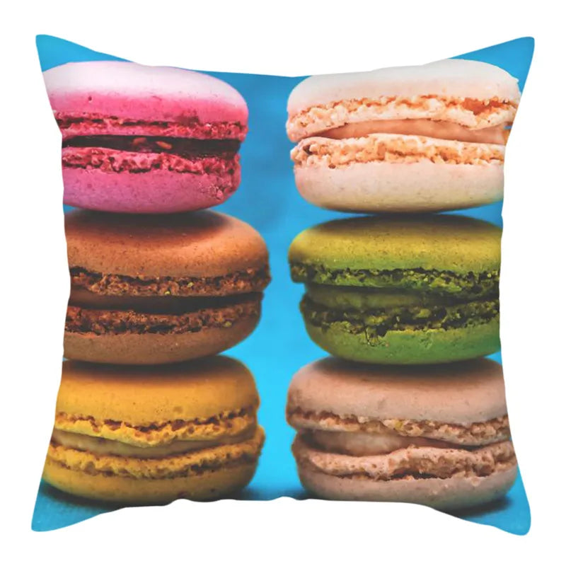 Axyaa Biscuits Cake Print Decor Pillow Cover for Home Sofa Decoration