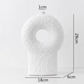 Axyaa Circle Texture Black and White Ceramic Vase - Modern Abstract Floral Home Decor