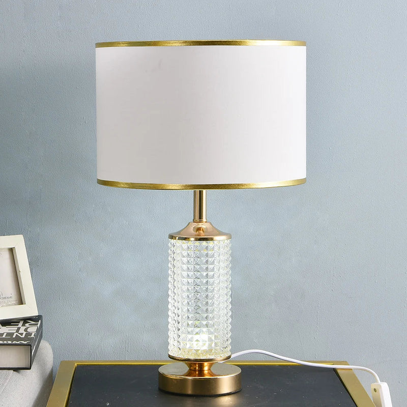 Axyaa Clear Crystal Glass LED Table Lamp for Bedroom and Living Room