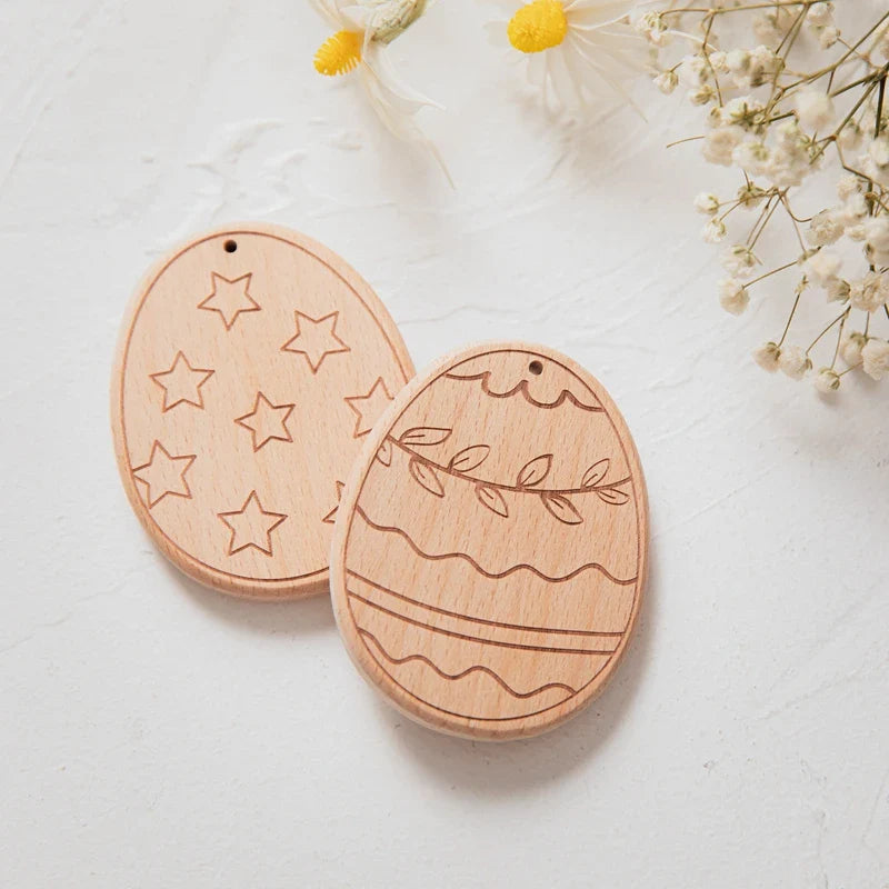 Axya Montessori Wooden Rattle & Bibs Set: Easter DIY Baby Toy & Milestone Education Gift