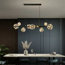 Axyaa Clear Glass Ball Circle Chandelier: Modern Gold LED Lighting for Romantic Living Room