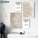 Axyaa Bohemian Floral Beige Canvas Print Yoga Zen Wall Art Poster Decor