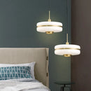 Axyaa Glass Pendant Light: Nordic LED Circular Kitchen Lamp White Glass Bedroom Decor