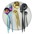 Axyaa Black Stainless Steel Dinnerware Set: 24Pcs Cutlery Flatware Gift Set