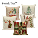 Axyaa Christmas Deer Snowman Cartoon Cushion Cover - Festive Decor Pillowcase