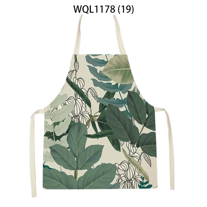 Tropical Jungle Print Kitchen Apron, Axyaa Plant Leaves Chef Bib for Kids Men Women