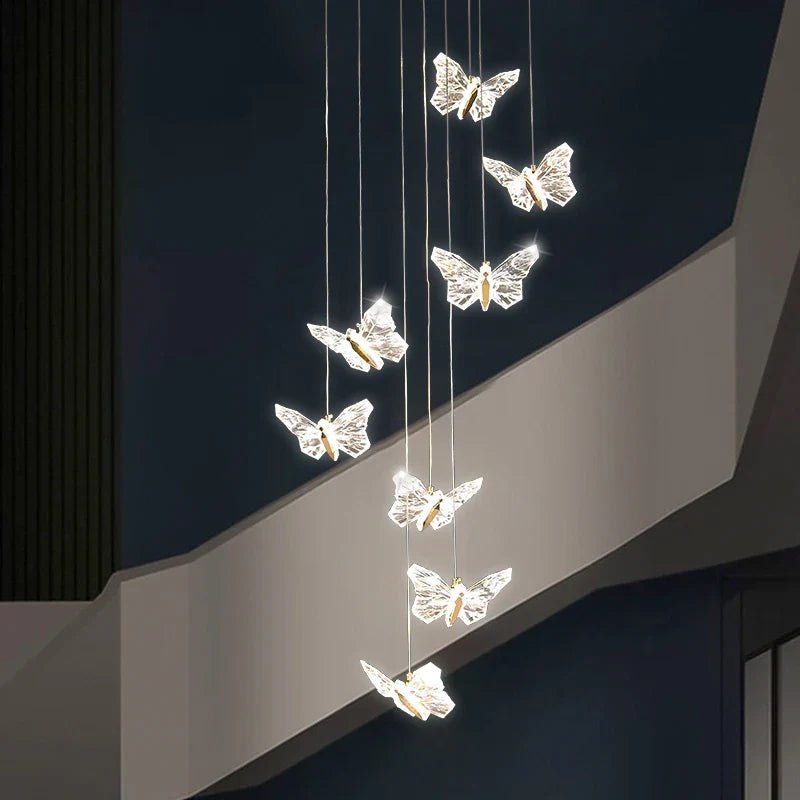 Axyaa Butterfly Ladder Pendant Chandelier - Loft Decor Interior Lighting Stair Lamp