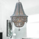 Axyaa White Wood Bead Chandelier for Bedroom Living Room Kitchen Vintage Style