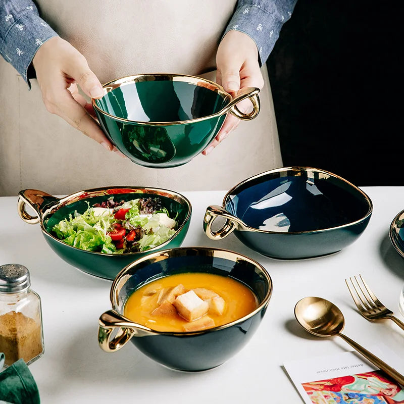 Axya Ceramic Dessert Bowl Set: Elegant Table Decoration for Breakfast, Fruit Salad & More