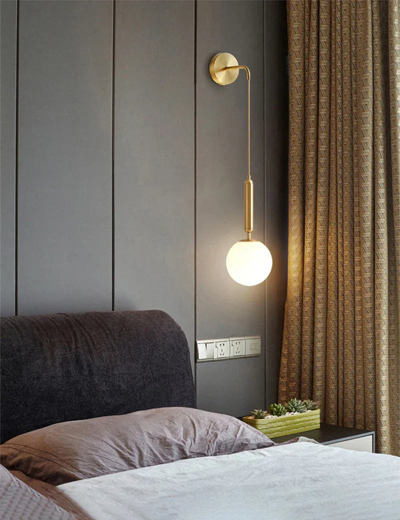 Axyaa Glass Lampshade LED Wall Light for Bedroom Staircase Decoration