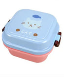 Axyaa Cartoon Lunch Box: Portable 2 Layer Bento, Microwaveable, Colorful Kids Container