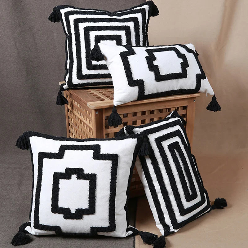 Axyaa Tufted Geometric Cushion Cover for Modern Home Decor