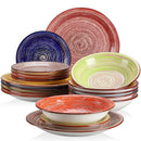 Axyaa Albero Stoneware Tableware Set: Vintage Shabby Chic Design for 6/12 People