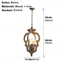 Axyaa Vintage Wooden 4-Light Chandelier for Living Room, Kitchen, Dining Room, Bedroom