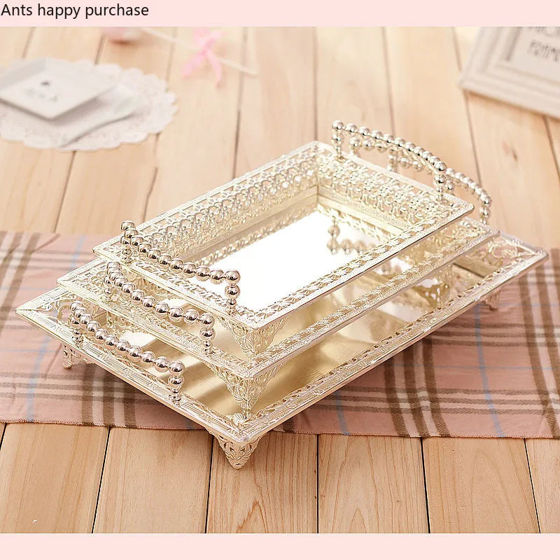 Axya Silver Plated Tray: Elegant European Style Dessert & Snack Serving Tray