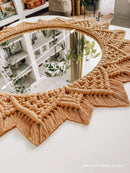 Axyaa Bohemia Macrame Handmade Round Mirror Wall Tapestry - Bedroom Livingroom Bathroom Decor