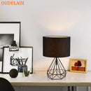 Axyaa Geometric Diamond Design Desk Lamp Black White Gold Retro Cloth Shade Table Lamps