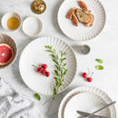 Axya Retro White Petal Ceramic Dinner Plate Set for Kitchen Dining