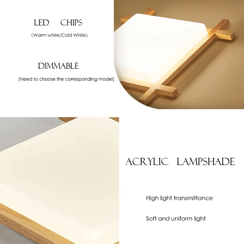 Axyaa Wood Flush Mount Ceiling Light for Living Room Bedroom