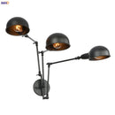 Axyaa Loft Antique Swing Arm Wall Sconce with 3 Heads Black Finish