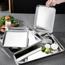 Axyaa Stainless Steel Serving Tray for Food Storage, Sausage, Noodles, Fruits - Restaurant Quality