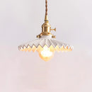 Axyaa Japanese Style Ceramic Pendant Lights with Wooden Copper Accents