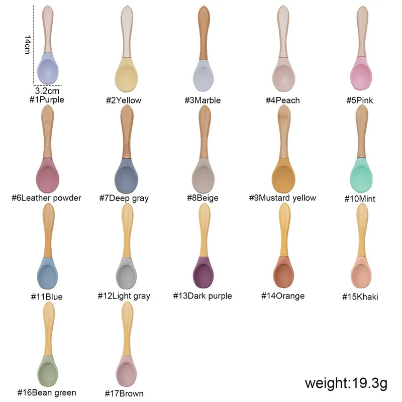 Axya Organic Soft Tip Baby Feeding Spoon, Wooden Handle, BPA-Free