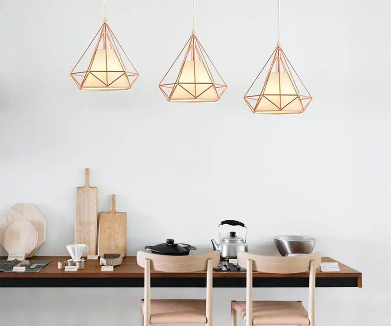 Axyaa Rose Gold Industrial Iron Pendant Light for Home Living Room