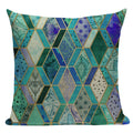 Axyaa Geometric Cushion Cover: Green Pink Diamond Design for Home, Bedroom, and Car
