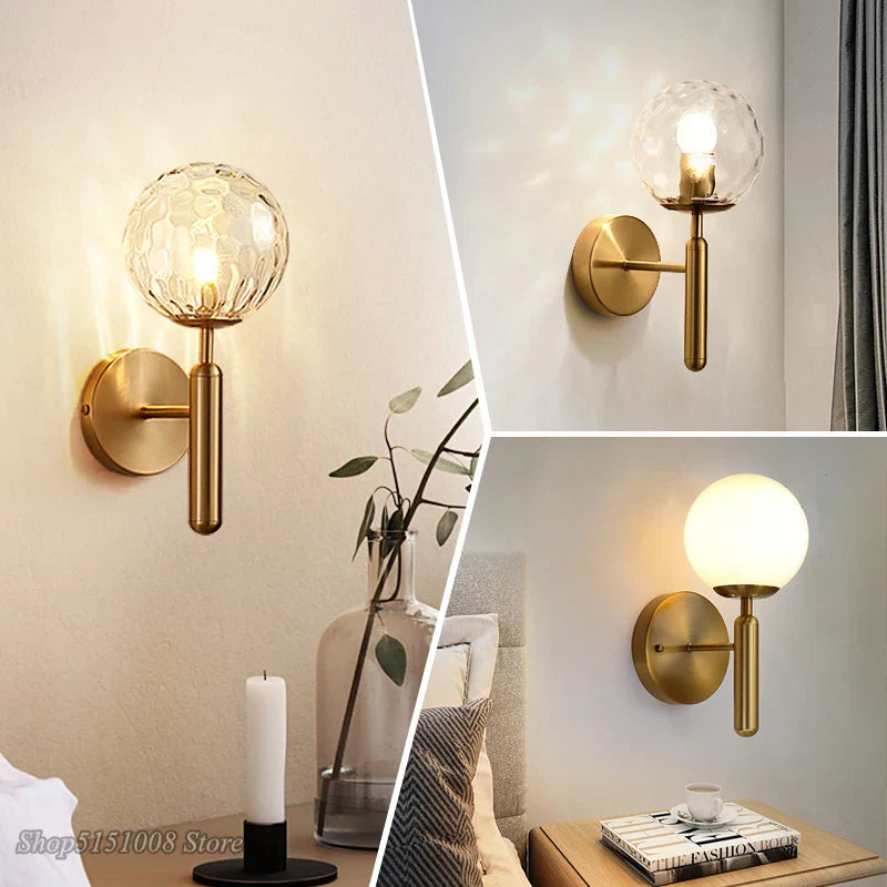 Axyaa Glass Ball LED Wall Lamp for Bedroom, Bathroom, Stair, Aisle Lighting