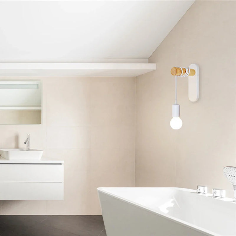 Axyaa Modern Minimalist Iron Wood Wall Lamp for Indoor Lighting