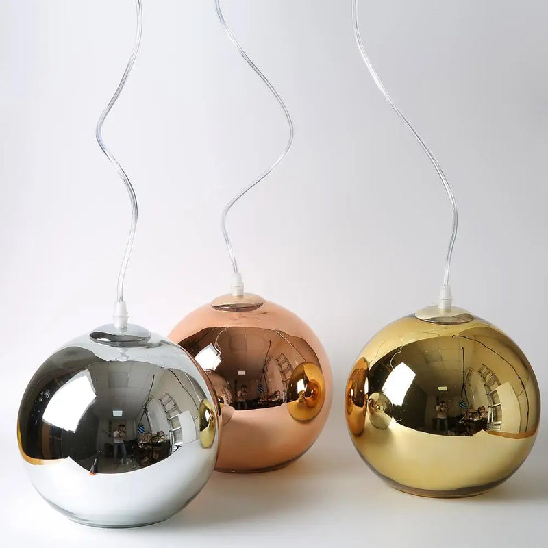 Axyaa Golden Ball Glass Pendant Lights for Kitchen, Living Room, and Cafe
