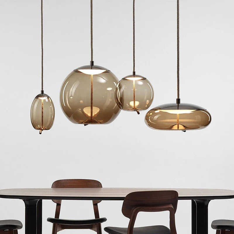 Axyaa Modern Nordic LED Glass Pendant Lights for Dining and Bedroom Decor