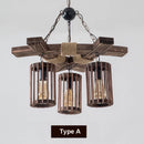 Axyaa Retro Hemp Rope Chandelier Wood Pendant Lamp for Restaurant and Bar