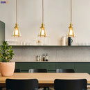 Axyaa Nordic Copper LED Glass Pendant Light for Cafe, Restaurant, Bedroom - Hanging Lamp