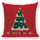 Axyaa Festive Santa Claus Christmas Tree Linen Throw Pillow Case