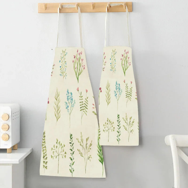 Axyaa Green Leaves Kitchen Apron - Elegant Floral Cooking & Baking Chef Apron