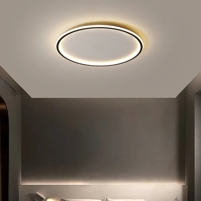 Axyaa White & Black Modern Circular Ceiling Lamp for Living Room, Bedroom, Study