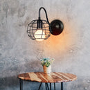 Axyaa Industrial Black Iron Wall Sconce with E27 Retro Cage Guard
