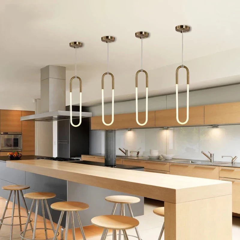 Axyaa Gold U Style Pendant Lights for Living Room - Energy Saving Hanglamp